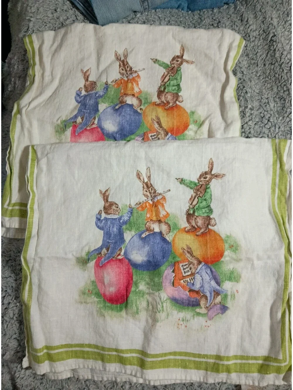 Williams-Sonoma Linen Dish Towels with Bunny Print - Set of 2